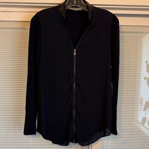 Lola & Sophie Navy Blue Zip-Up Long Sleeve Top
